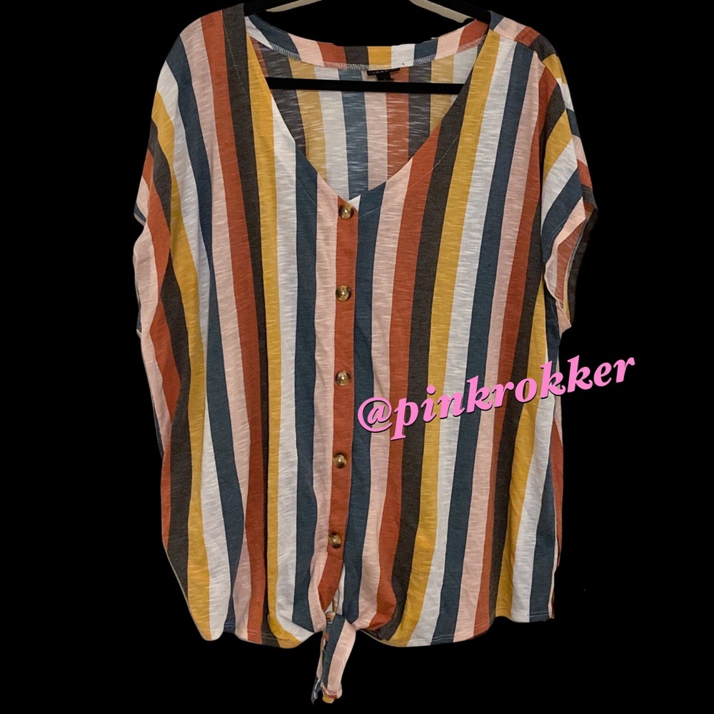 Torrid Tie Waist Knit Top Multicolor Stripes